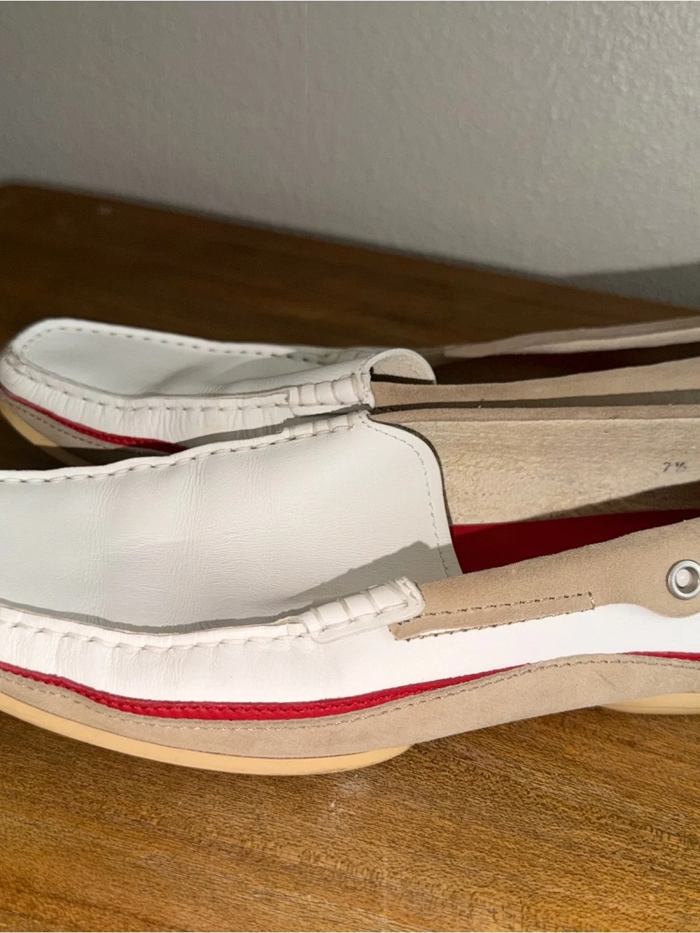 Tod's White Leather Driving Loafers with Red Insoles